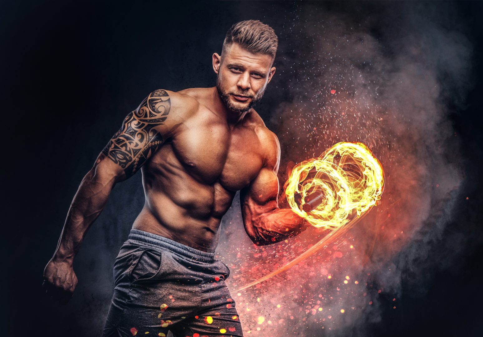 Bodybuilder s „horiacou“ činkou