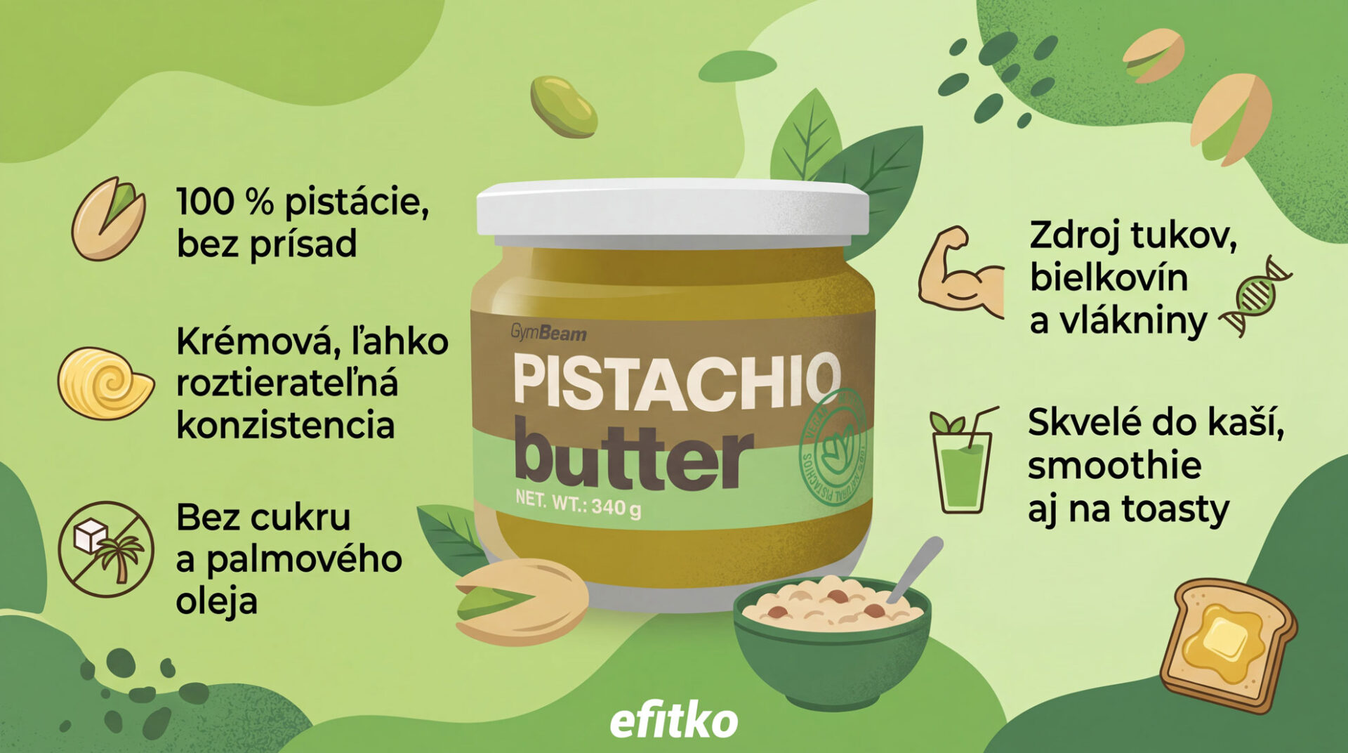 pistáciové maslo GymBeam výhody